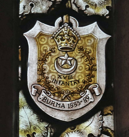 Shield with the cap badge of the 18th Infantry Regiment (Indian Army) in Burma